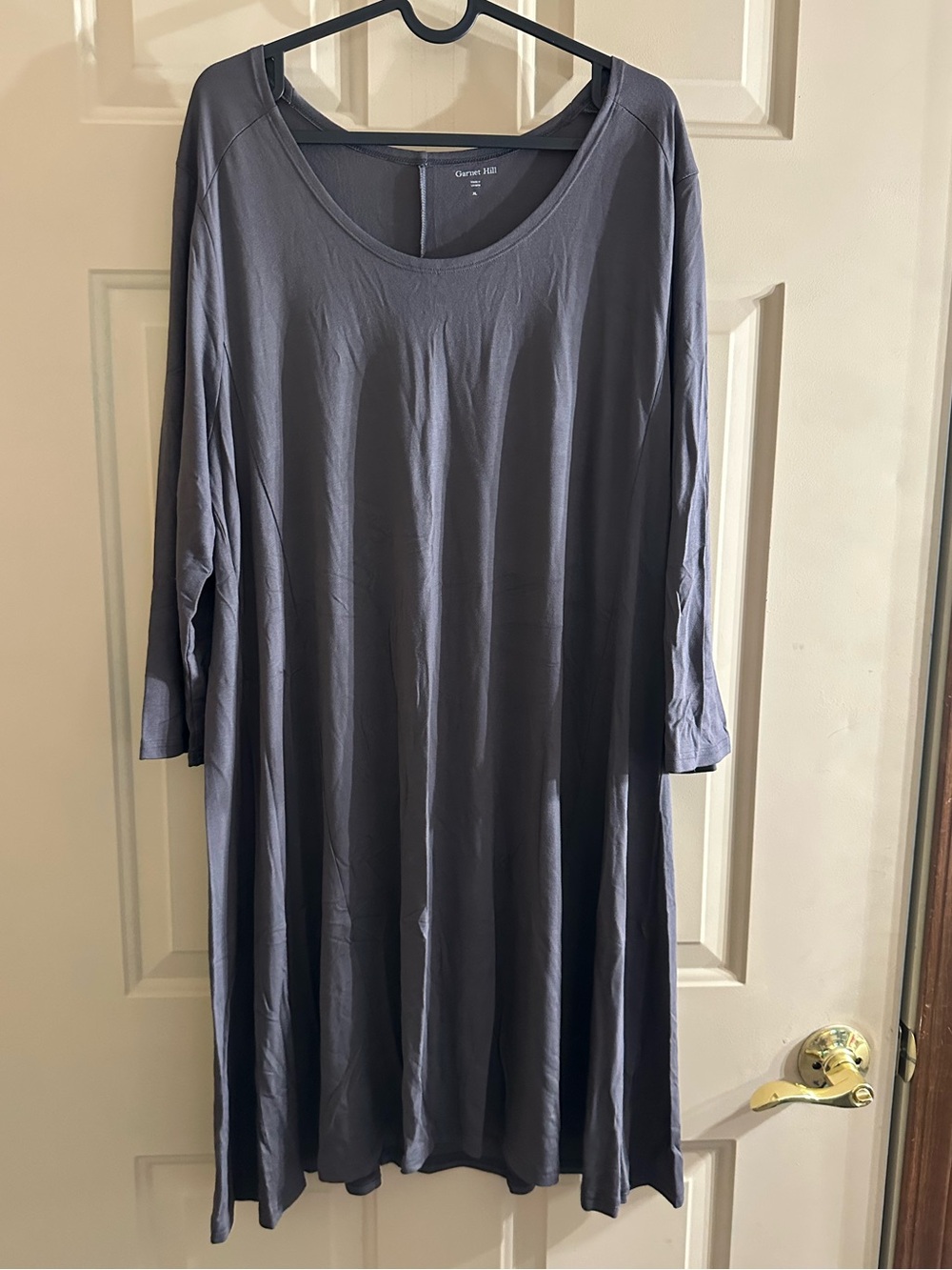 Garnet Hill Women's Slate Gray Long Sleeve Swing Dress